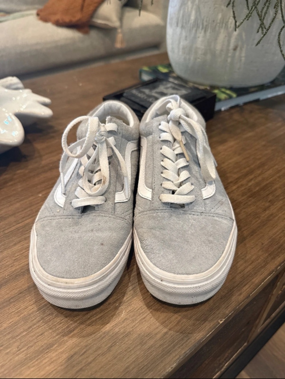 Vans Gray and White Suede Old Skool Sneakers